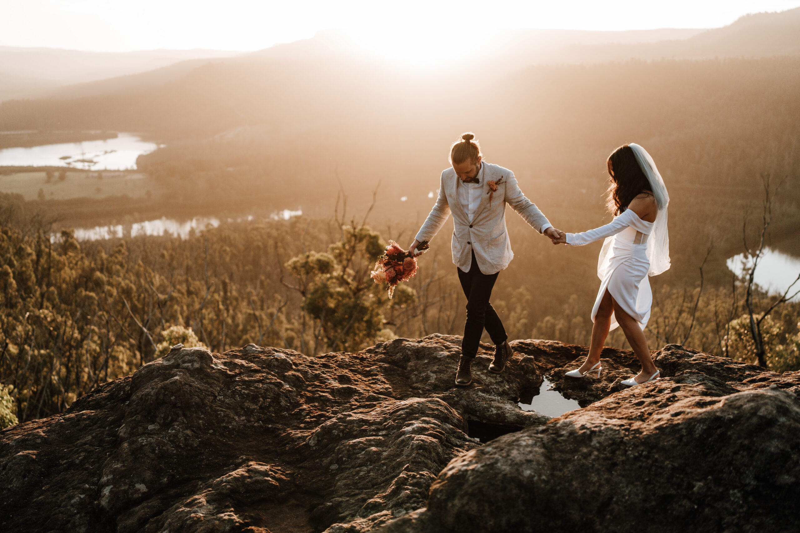Wedding Couple at Sunset, Kangaroo Valley Bush Retreat
